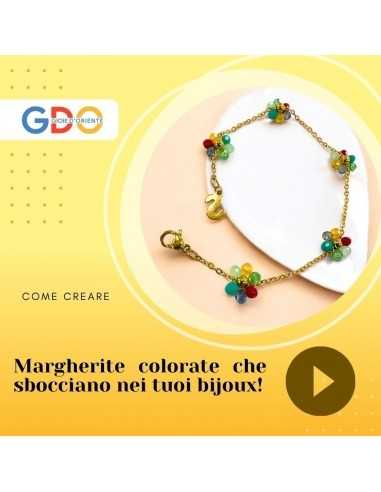 Bracciale Fiore Margherita con cristalli colorati – Creazione artigianale fai da te | GDO