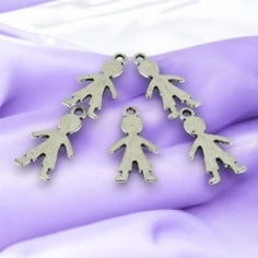 Ciondoli bambini argento in metallo 27x15mm 5pz Gioie d'Oriente