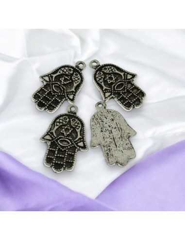 Ciondoli Mani di Fatima 25x16mm metallo 4pz | GDO
