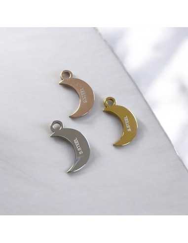 Ciondolo a forma di mezza Luna in acciaio 13x8mm 1pz | GDO
