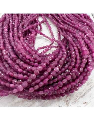 Filo Rubini Naturali Sfaccettati 4mm Mezzo Bombato 39cm | GDO
