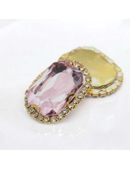 Cristallo in vetro incastonato base oro con strass 24x30,5mm | GDO