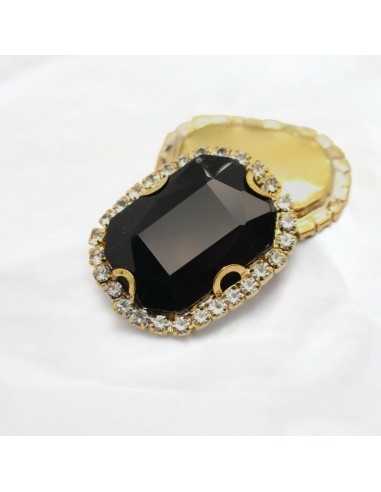 Cristallo in vetro incastonato base oro con strass 24x30,5mm | GDO