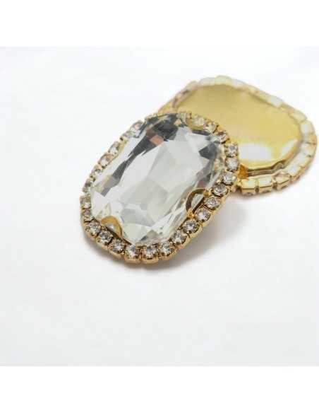 Cristallo in vetro incastonato base oro con strass 24x30,5mm | GDO