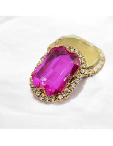 Cristallo in vetro incastonato base oro con strass 24x30,5mm | GDO
