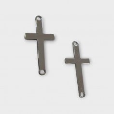 Connettore croce in acciaio inossidabile lucido 11x22 mm 1pz Gioie d'Oriente 2