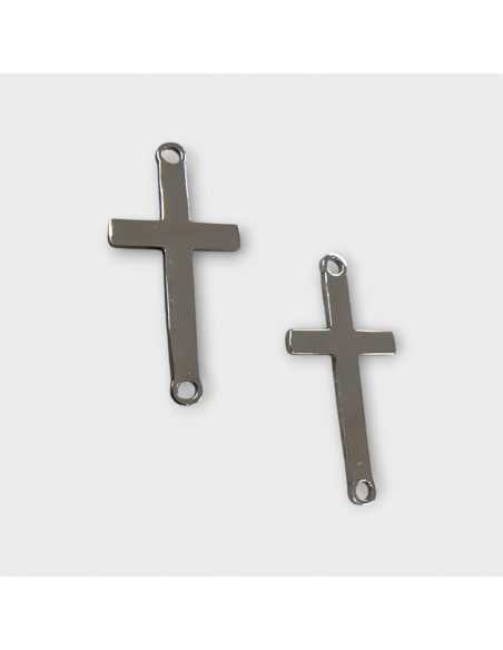 Connettore croce in acciaio inossidabile lucido 11x22 mm 1pz Gioie d'Oriente