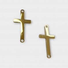 Connettore croce in acciaio inossidabile lucido 11x22 mm 1pz Gioie d'Oriente