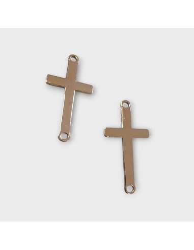 Connettore croce in acciaio inossidabile lucido 11x22 mm 1pz Gioie d'Oriente