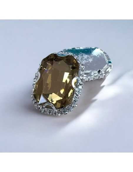 Cristallo in vetro incastonato base argento con strass 24x30,5mm |GDO