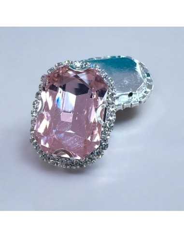 Cristallo in vetro incastonato base argento con strass 24x30,5mm |GDO