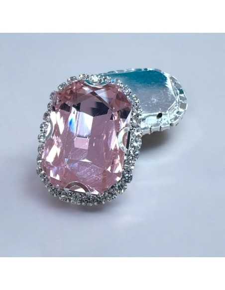 Cristallo in vetro incastonato base argento con strass 24x30,5mm |GDO