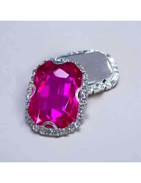 Cristallo in vetro incastonato base argento con strass 24x30,5mm |GDO