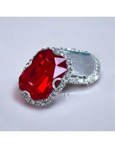 Cristallo in vetro incastonato base argento con strass 24x30,5mm |GDO