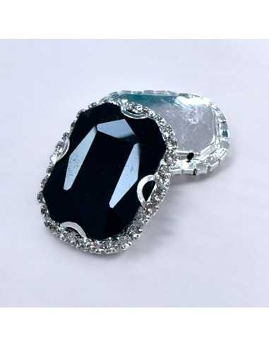 Cristallo in vetro incastonato base argento con strass 24x30,5mm |GDO