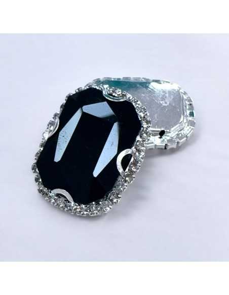 Cristallo in vetro incastonato base argento con strass 24x30,5mm |GDO