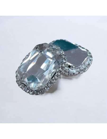 Cristallo in vetro incastonato base argento con strass 24x30,5mm |GDO