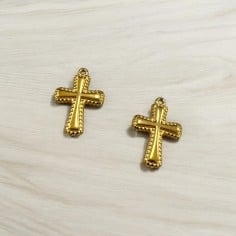 Ciondolo croce puntinata in acciaio inossidabile 12x18 mm 1pz Gioie d'Oriente 2