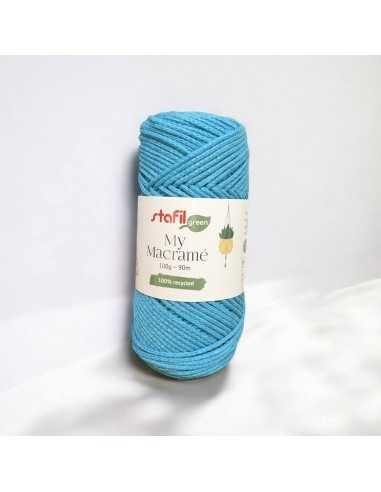 Gomitolo di filato macramé Blu turchese 2mm 90mt 100g per frange e nodi | GDO
