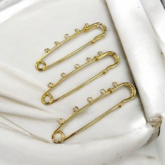 Base spilla con 5 anelli da decorare in metallo dorato 70mm 1pz | GDO