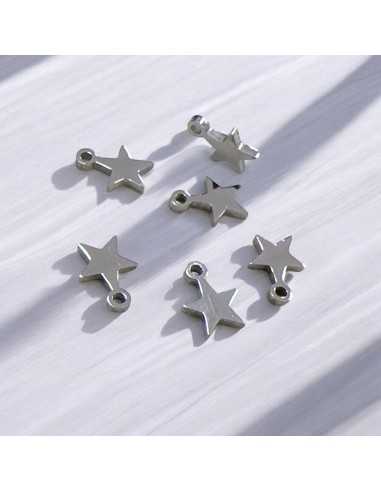 Mini ciondoli stella in acciaio rodio 4x6 mm 10pz Gioie d'Oriente