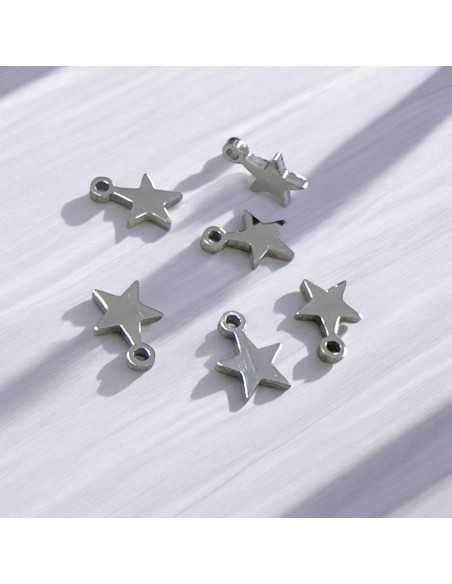 Mini ciondoli stella in acciaio rodio 4x6 mm 10pz Gioie d'Oriente
