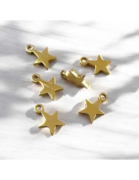 Mini ciondoli stella in acciaio oro 4x6 mm 10pz Gioie d'Oriente