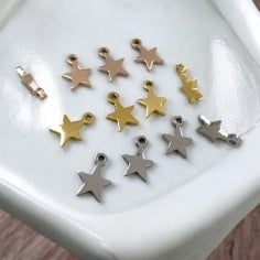 Mini ciondoli stella in acciaio inossidabile 4x6 mm 10pz Gioie d'Oriente