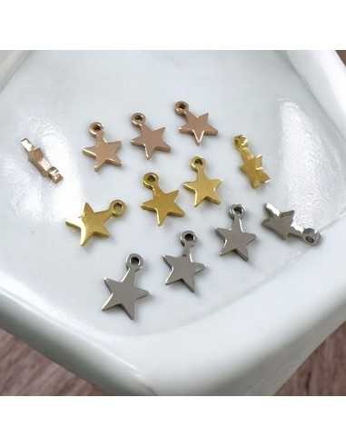Mini ciondoli stella in acciaio inossidabile 4x6 mm 10pz Gioie d'Oriente