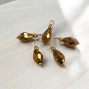 Ciondolo Cristallo Sfaccettato Marrone Chiaro 8x21mm Base Oro | GDO