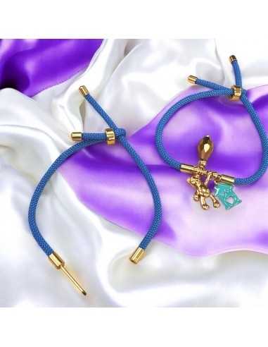 Base bracciale in cordone Denim chiaro con perno centrale a vite 3mm | GDO