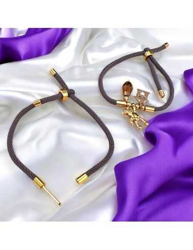 Base bracciale in cordone Marrone pastello con perno centrale a vite 3mm | GDO