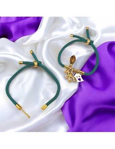 Base bracciale in cordone Tiffany scuro con perno centrale a vite 3mm | GDO