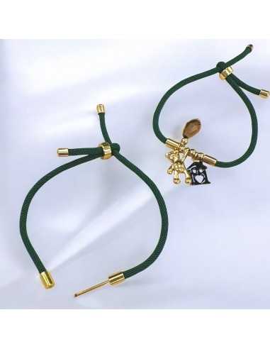 Base bracciale in cordone Verde cacciatore con perno centrale a vite 3mm | GDO