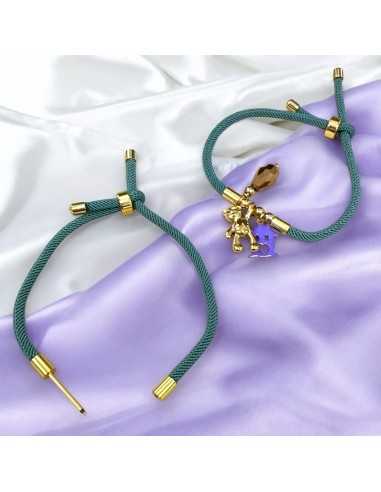 Base bracciale in cordone Verde Asparago con perno centrale a vite 3mm | GDO