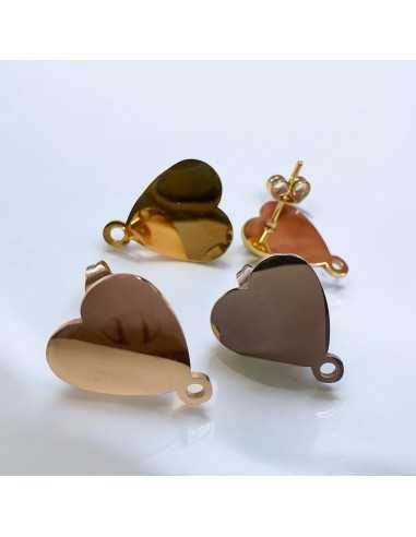 Base orecchini a forma di Cuore in Acciaio con perno 14x17mm 1 paio | GDO