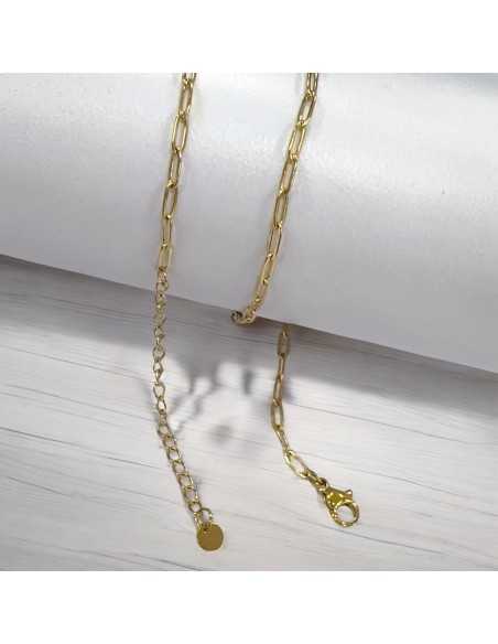 Base collana con maglia rettangolare 2.5x6.5mm in Acciaio inox oro 40+5cm | GDO