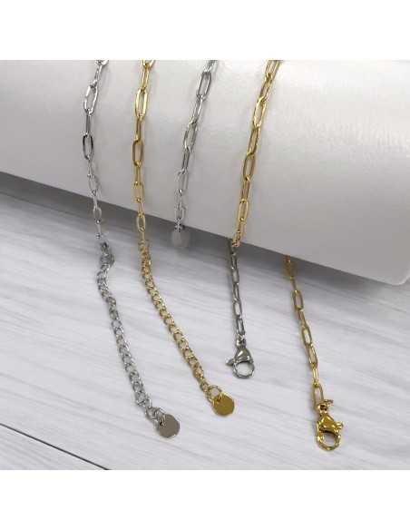 Base collana con maglia rettangolare 2.5x6.5mm in Acciaio inox 40+5cm | GDO