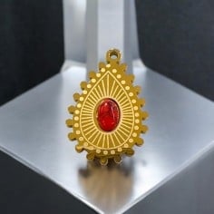 Ciondolo goccia in acciaio oro con pietre dure 15x22 mm 1pz Gioie d'Oriente 2