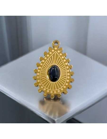 Ciondolo goccia in acciaio oro con Onice 15x22 mm 1pz Gioie d'Oriente