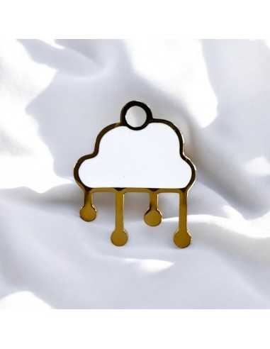 Ciondolo nuvola con pioggia in acciaio oro smaltato 15x18 mm 1pz Gioie d'Oriente