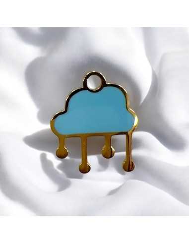 Ciondolo nuvola con pioggia in acciaio oro smaltato 15x18 mm 1pz Gioie d'Oriente