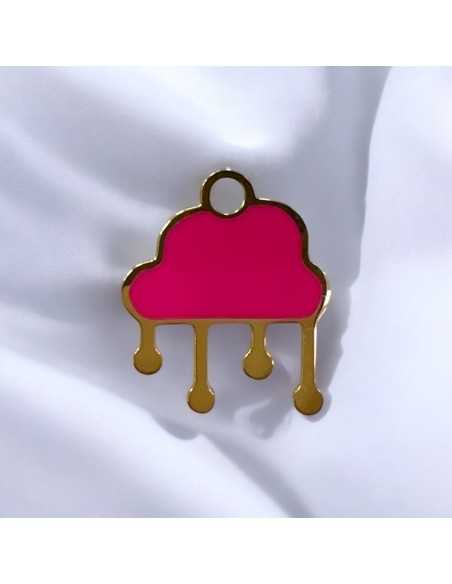 Ciondolo nuvola con pioggia in acciaio oro smaltato 15x18 mm 1pz Gioie d'Oriente