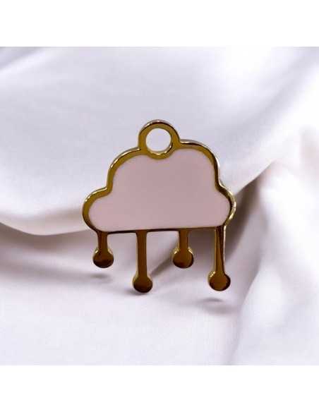 Ciondolo nuvola con pioggia in acciaio oro smaltato 15x18 mm 1pz Gioie d'Oriente