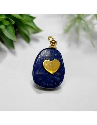 Ciondolo pietra dura piatta con cuore in acciaio oro 11x17 mm 1pz Gioie d'Oriente