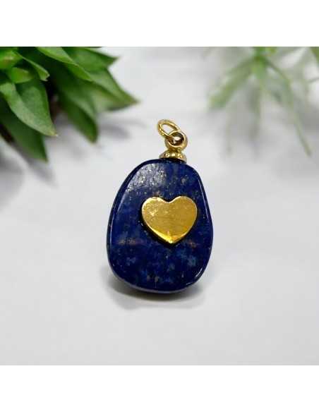 Ciondolo pietra dura piatta con cuore in acciaio oro 11x17 mm 1pz Gioie d'Oriente