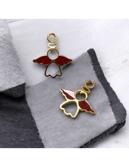 Ciondolo angelo in acciaio oro smaltato 17x18 mm 1pz Gioie d'Oriente