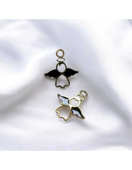 Ciondolo angelo in acciaio oro smaltato 17x18 mm 1pz Gioie d'Oriente