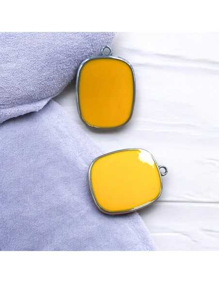 Ciondolo piastra in Resina colore arancione chiaro pieno e Acciaio 22x30mm 1pz | GDO