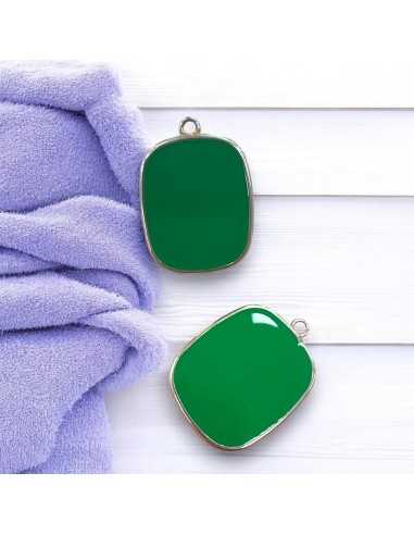 Ciondolo piastra in Resina colore verde ufficio pieno e Acciaio 22x30mm 1pz | GDO